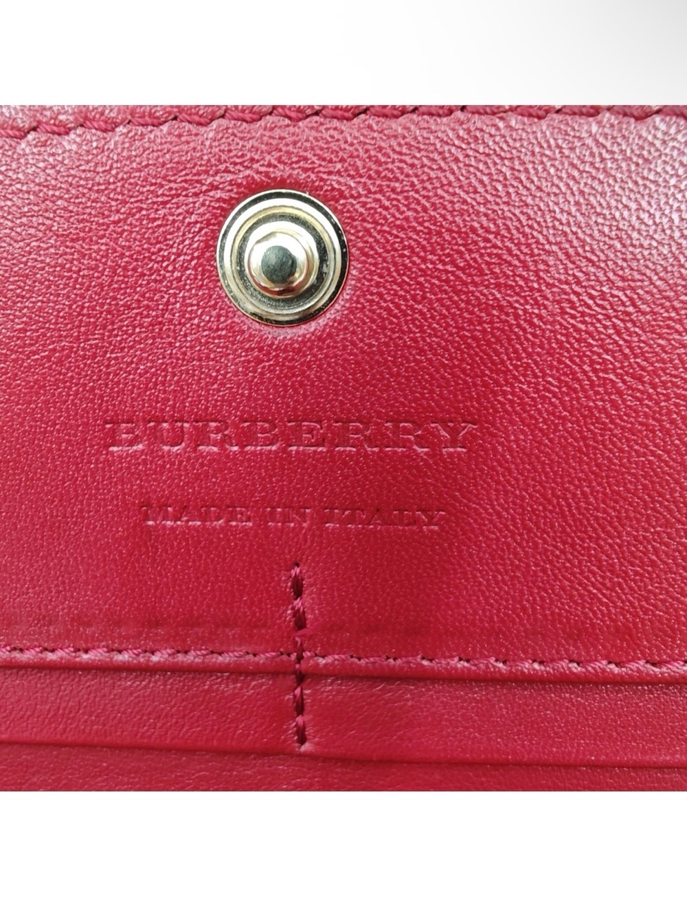 Burberry Red Leather & Classic Beige Check Continental Wallet - Picture 4 of 10